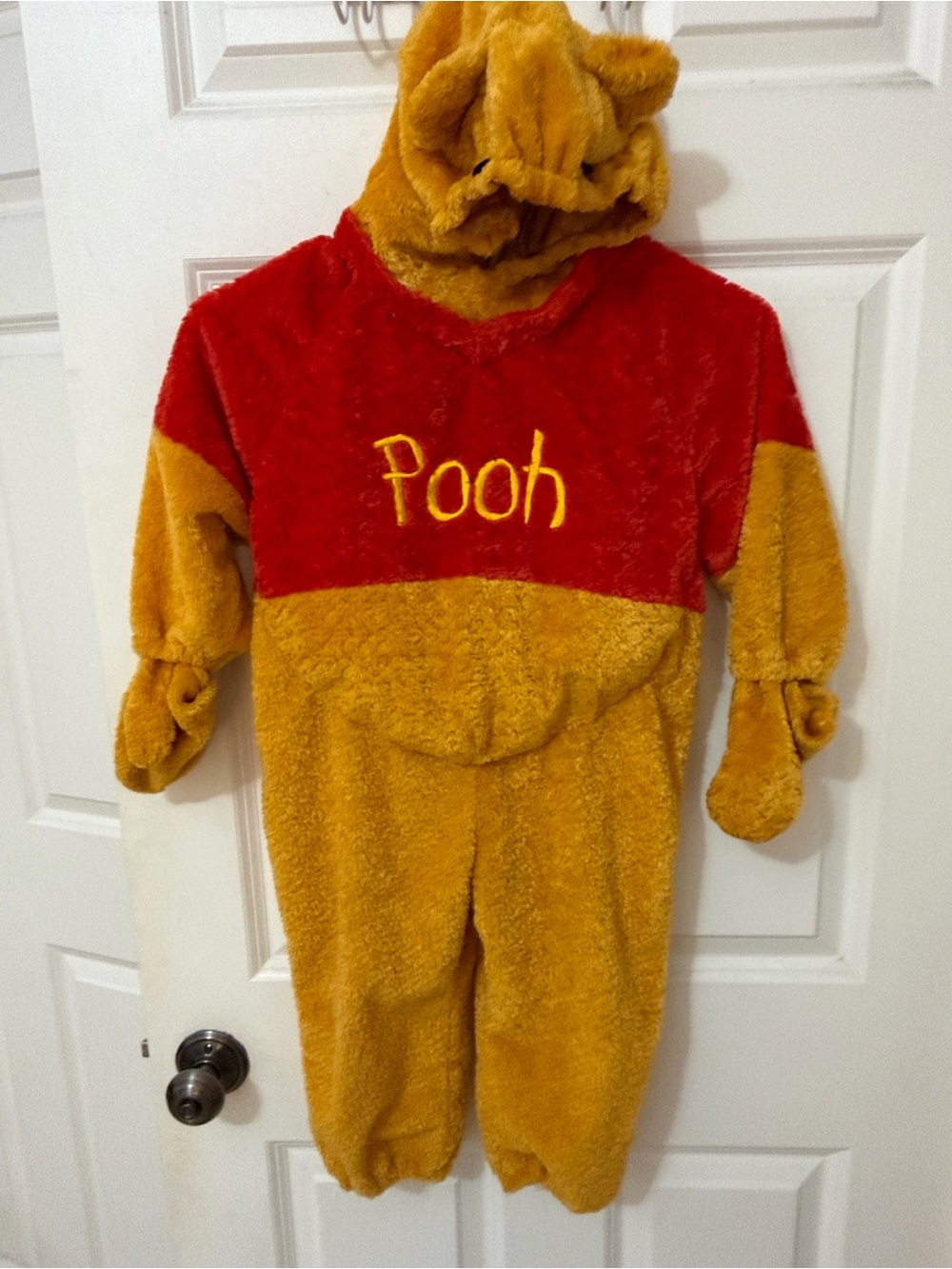 Vintage Disney Store Pooh Plush Hooded One-Piece Size XXS Halloween costume 2-3T